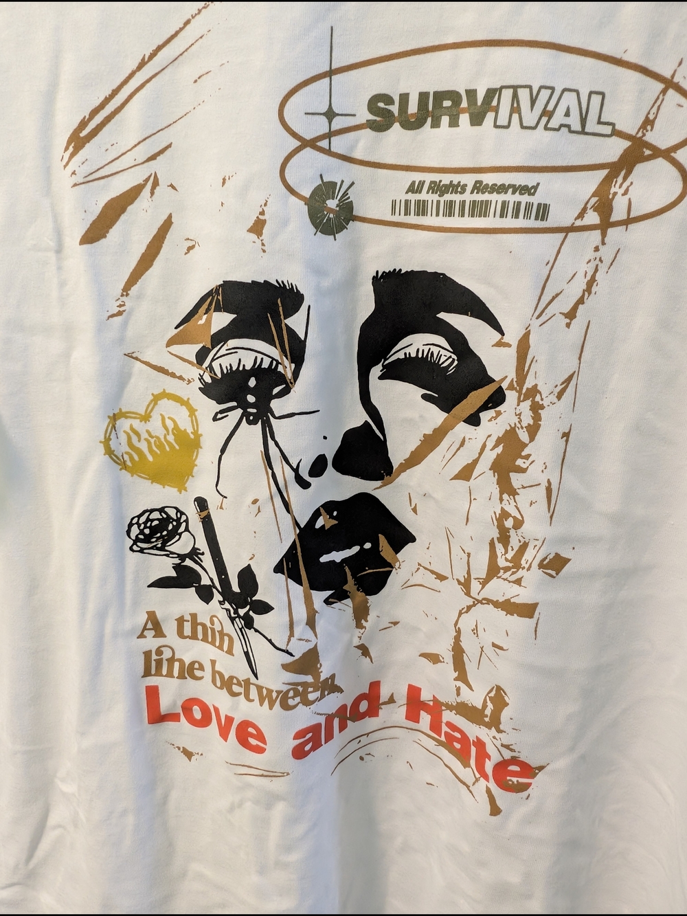 SURVIVAL White Graphic Short Sleeve Tee - Love and Hate